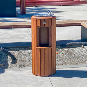 Classic Round Fountain with bottle filler & wooden cladding