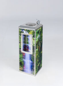 Classic Square fountain with forest mural & bottle filler