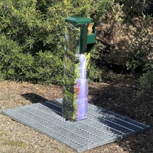 Slim Square Fountain & Filler with custom mural and grate.