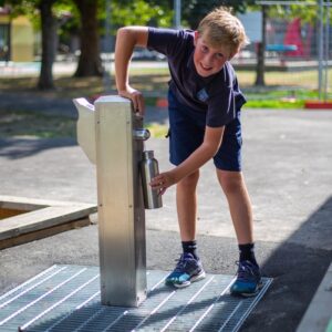 Slim Square Fountain & Bottle Filler with grate.