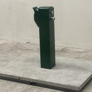 Slim Square Fountain & Bottle Filler with green powder coating and grate.